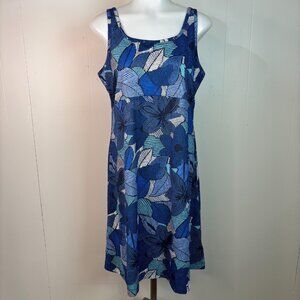 Columbia PFG Tank Dress Large Blue Floral Omni-Freeze Outdoor Athletic Stretch